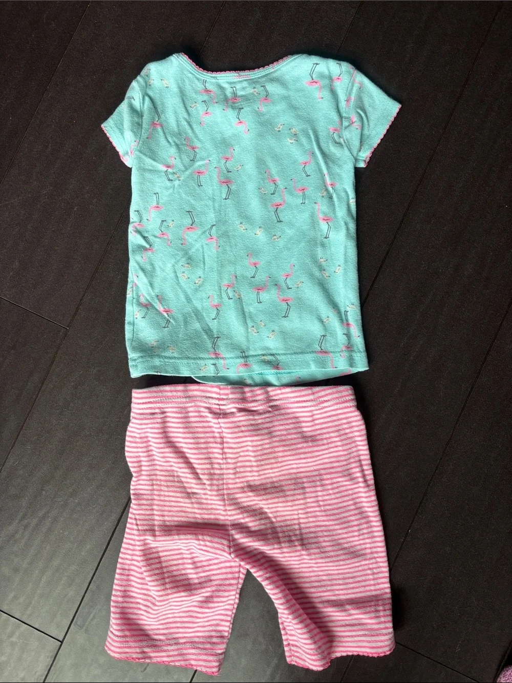 Carter's Mint Green Tee with Pink Flamingo Accents